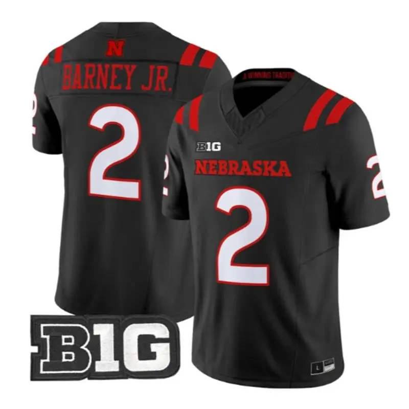 Nebraska Huskers #2 Jacory Barney Jr. 2026 Black Our Red Burns Brighter Football Jersey