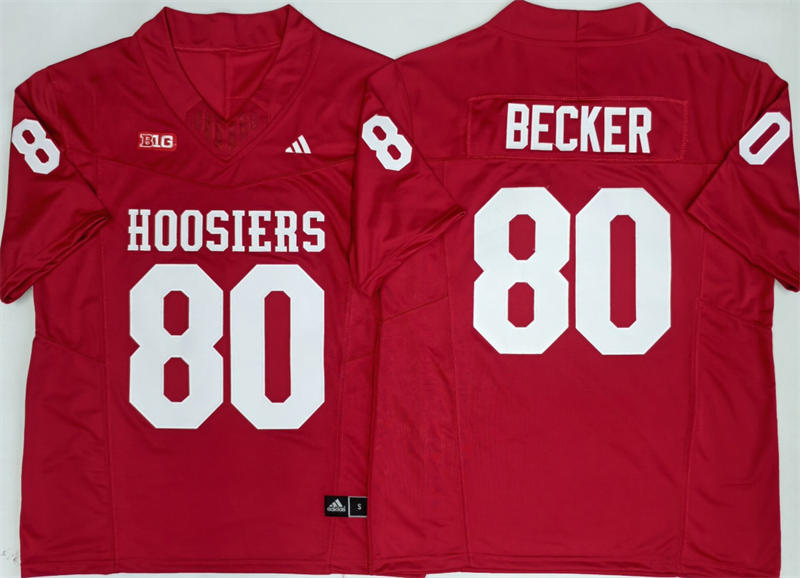 Men's Indiana Hoosiers #80 Charlie Becker Crimson Hoosiers College Football Jersey