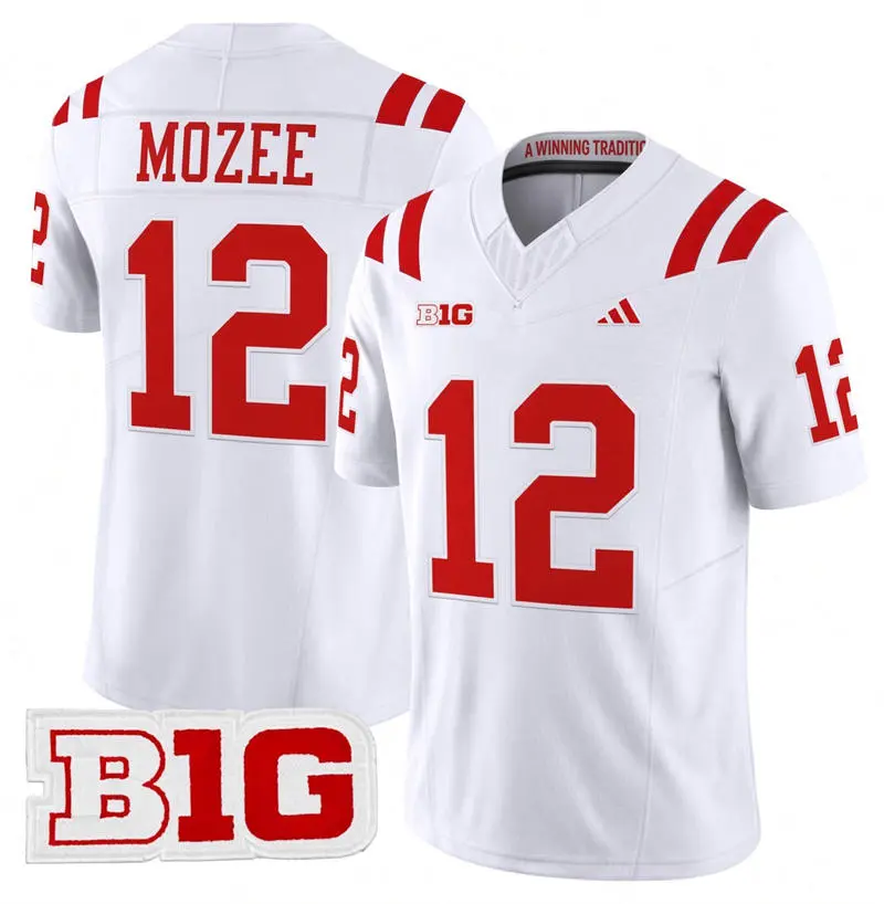 Nebraska Huskers #12 Isaiah Mozee adidas 2026 Away White Football Game Jersey