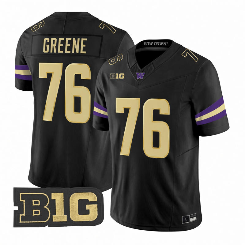 Washington Huskies #76 Kodi Greene 2025 Black Football Game Jersey