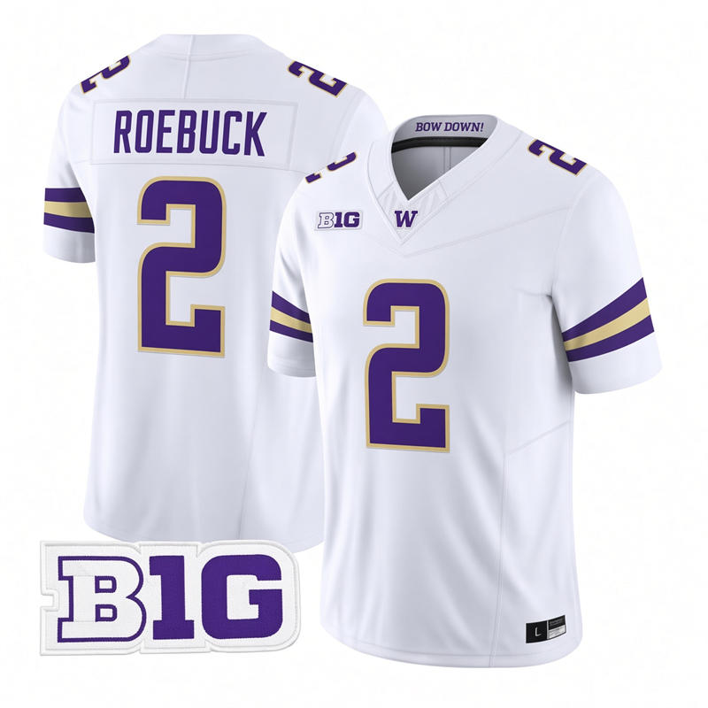 Washington Huskies #2 Dezmen Roebuck 2026 White Football Game Jersey
