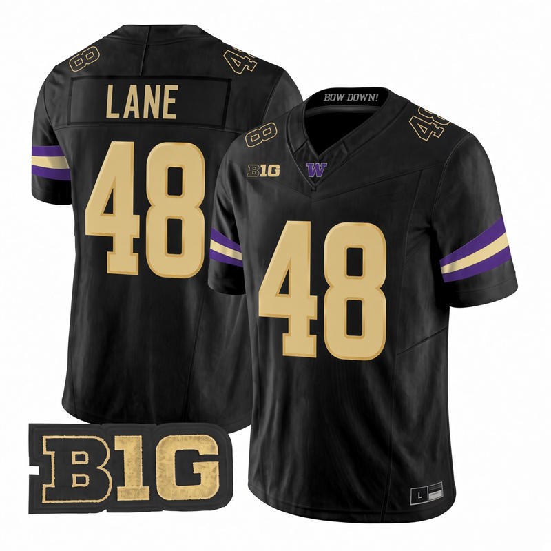 Washington Huskies #48 Jacob Lane 2025 Black Football Game Jersey