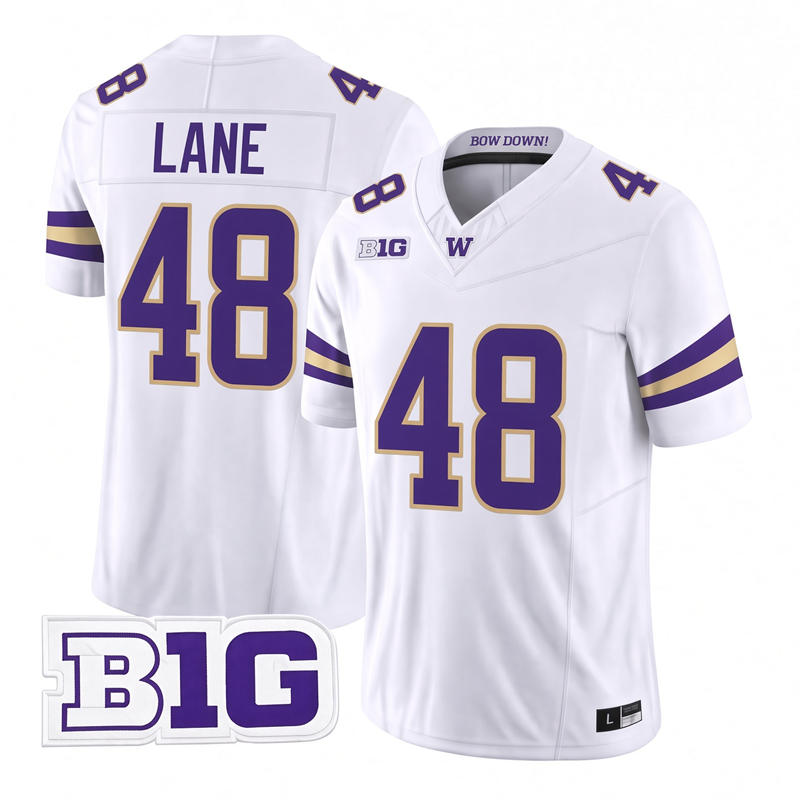 Washington Huskies #48 Jacob Lane 2026 White Football Game Jersey