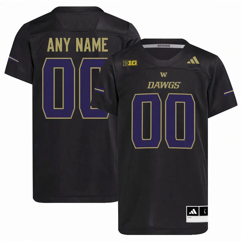 Washington Huskies Custom adidas 2026 Black Unleash the Dawgs Premier Strategy Football Jersey