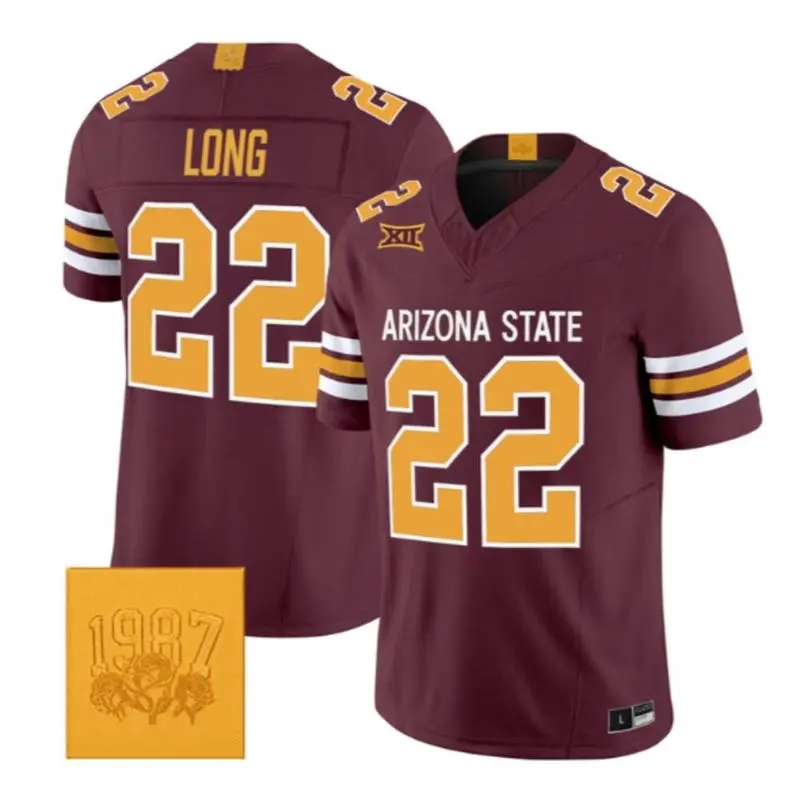 Arizona State Sun Devils #22 Owen Long Maroon Roses & Devils Strategy Football  Jersey