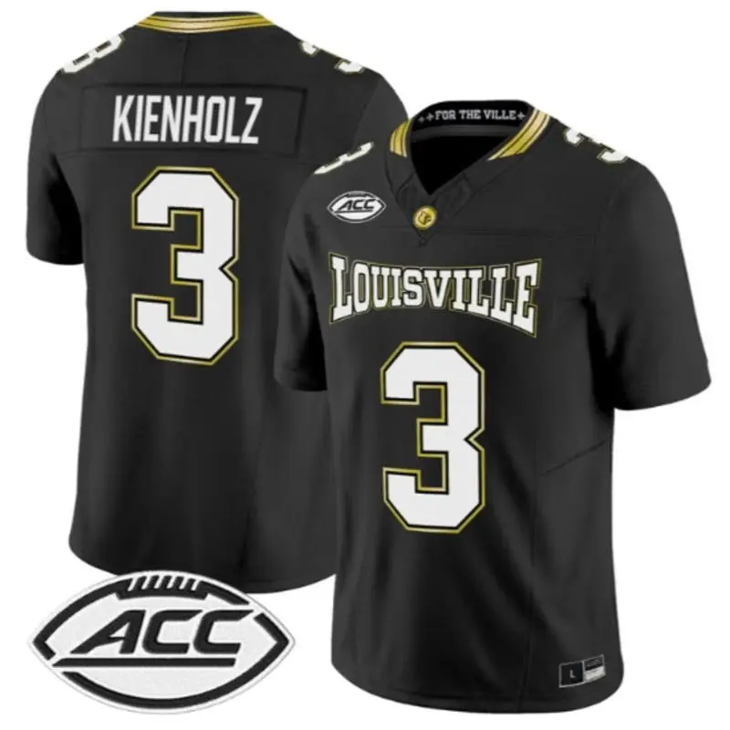 Louisville Cardinals #3 Lincoln Kienholz adidas 2026 Black For the Ville Football Jersey