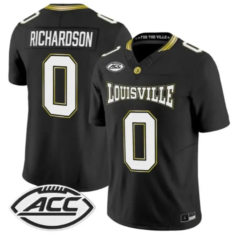 Louisville Cardinals #0 Tre Richardson adidas 2026 Black For the Ville Football Jersey
