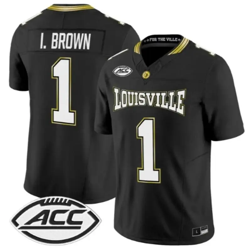 Louisville Cardinals #1 Isaac Brown adidas 2026 Black For the Ville Football Jersey