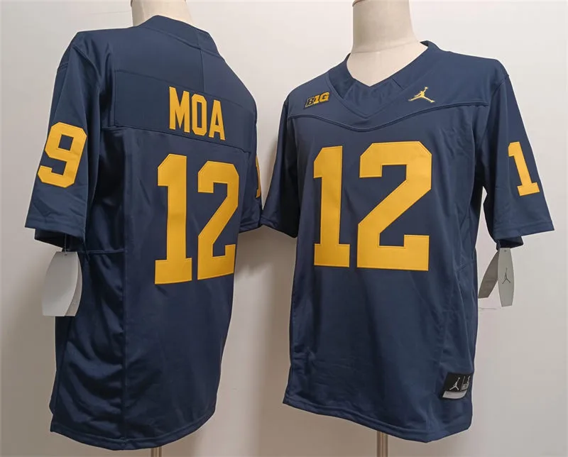 Michigan Wolverines #12 Salesi Moa Navy F.U.S.E. Limited College Football Game Jersey