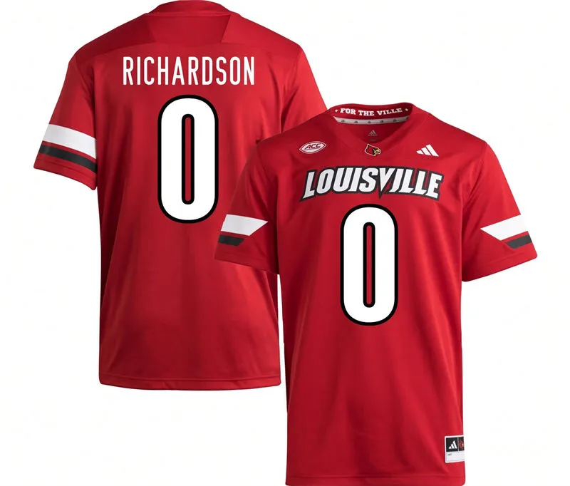 Louisville Cardinals #0 Tre Richardson Home Red Football Game Jersey