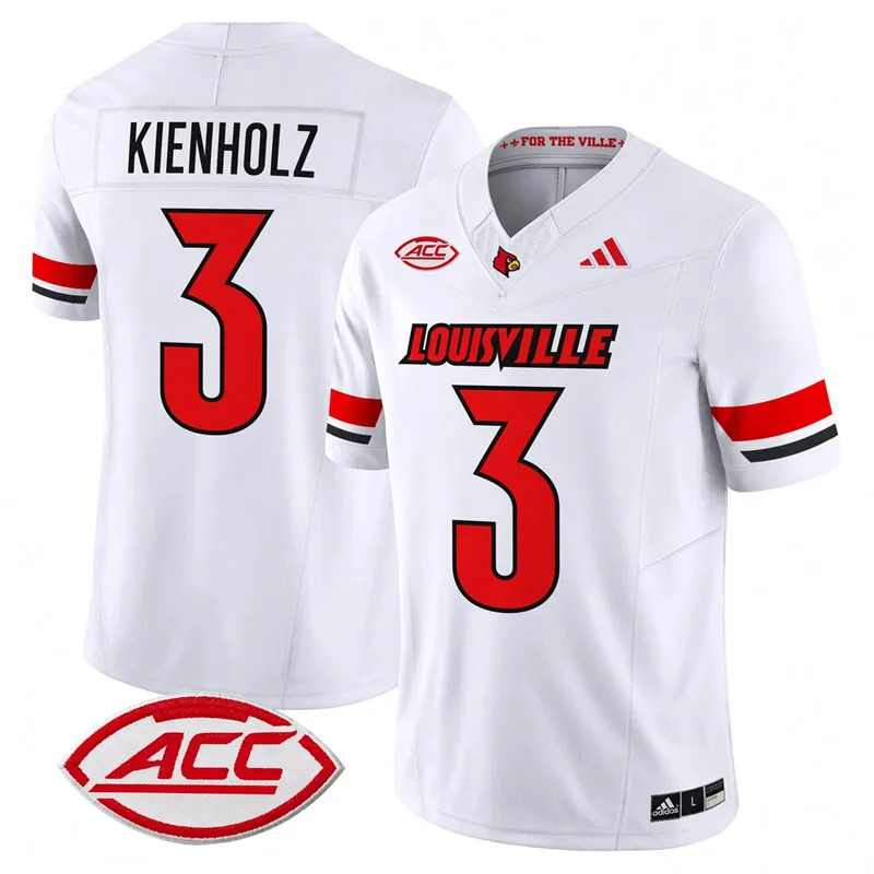 Louisville Cardinals #3 Lincoln Kienholz White Away Football Game Jersey