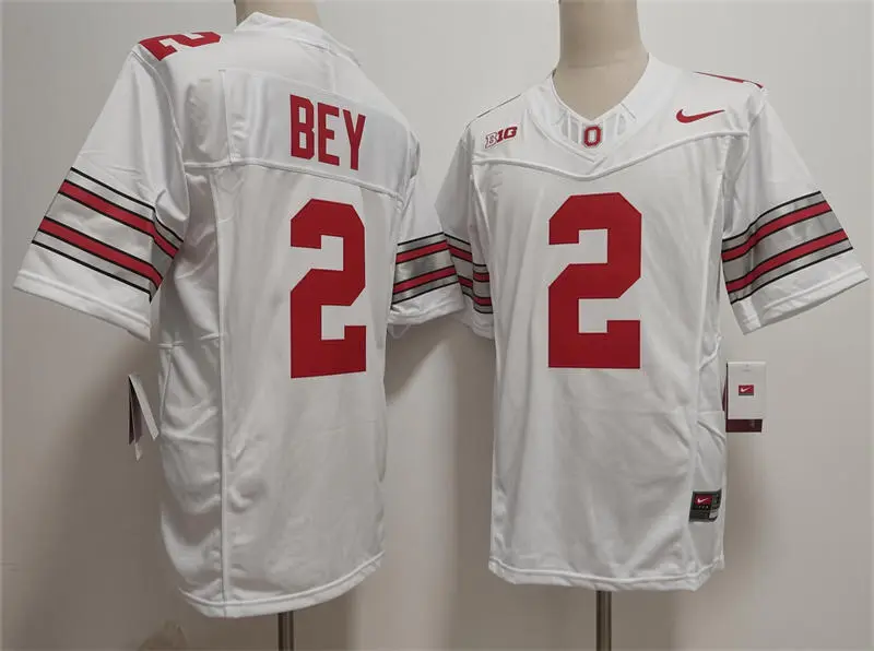 Ohio State Buckeyes #2 Legend Bey 2026 White Sub Zero F.U.S.E Limited Football Jersey