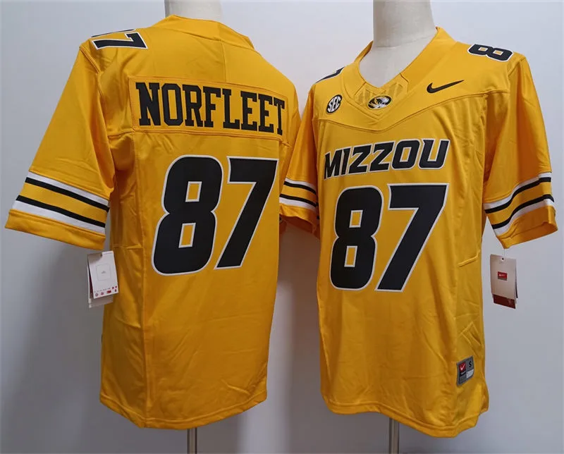 Missouri Tigers #87 Brett Norfleet Gold F.U.S.E. College Football Limited Jersey
