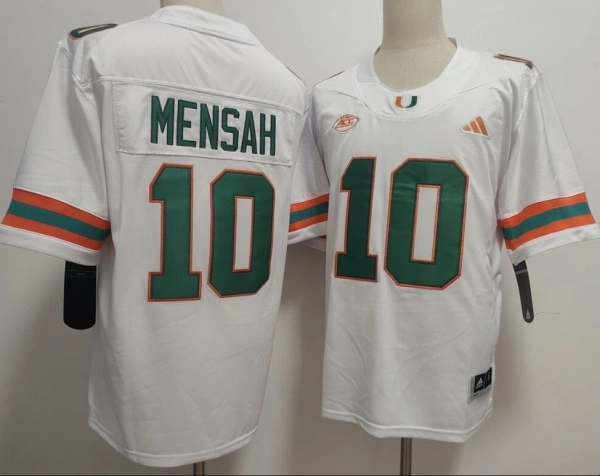 Mens Miami Hurricanes #10 Darian Mensah 2026 White Football Game Jersey