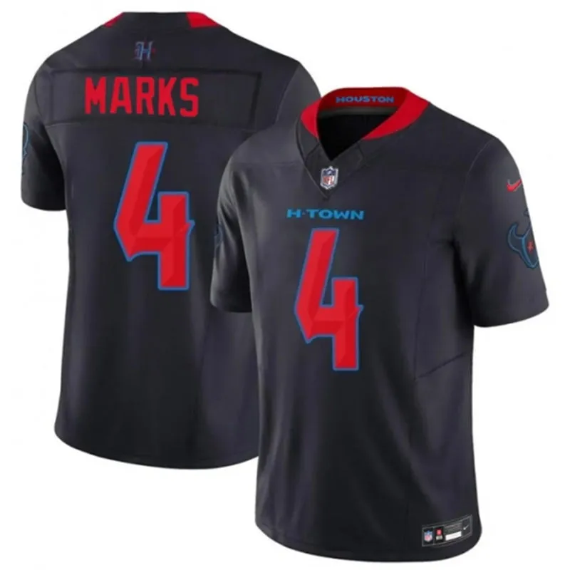 Men's Houston Texans #4 Woody Marks Nike Navy Red 2nd Alternate H-Town F.U.S.E. Limited Jersey