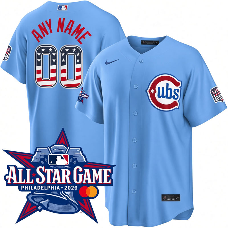 Chicago Cubs Custom Nike Blue 2026 All-Star Edition Stars & Stripes Stadium Jersey