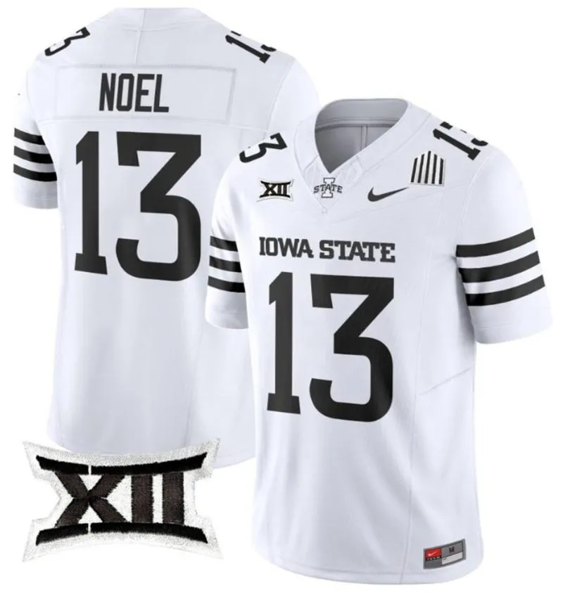 Iowa State Cyclones #13 Jaylin Noel 2024 White Black Football Game Jersey
