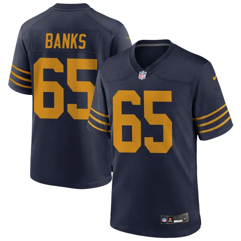 Mens Green Bay Packers #65 Aaron Banks Nike Navy The 1923 Classic Game Jersey