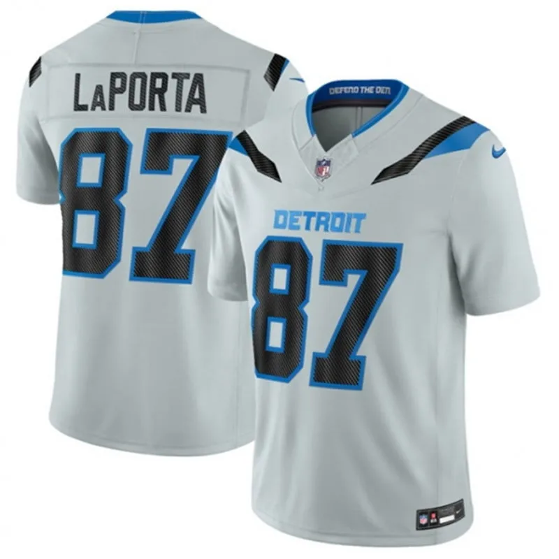 Mens Detroit Lions #87 Sam LaPorta Silver 2026 F.U.S.E Rivalries Collection Limited Jersey