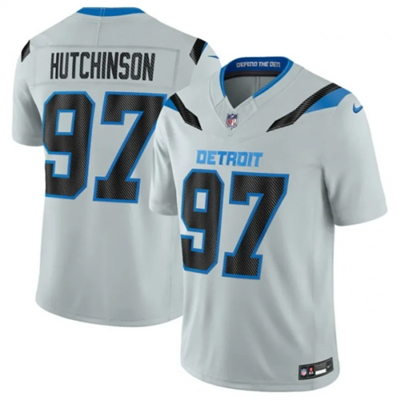 Mens Detroit Lions #97 Aidan Hutchinson Silver 2026 F.U.S.E Rivalries Collection Limited Jersey