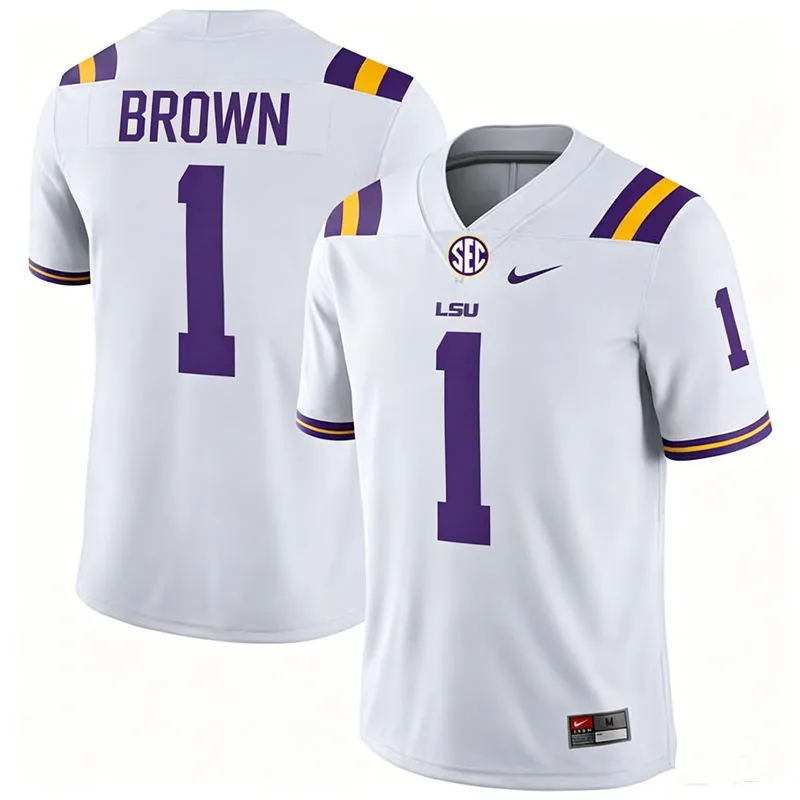 LSU Tigers #1 Jayce Brown White F.U.S.E. Limited Football Game Jersey