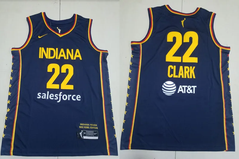 Mens Indiana Fever  #22 Caitlin Clark Nike Navy Explorer Edition Victory Jersey with salesforce logo