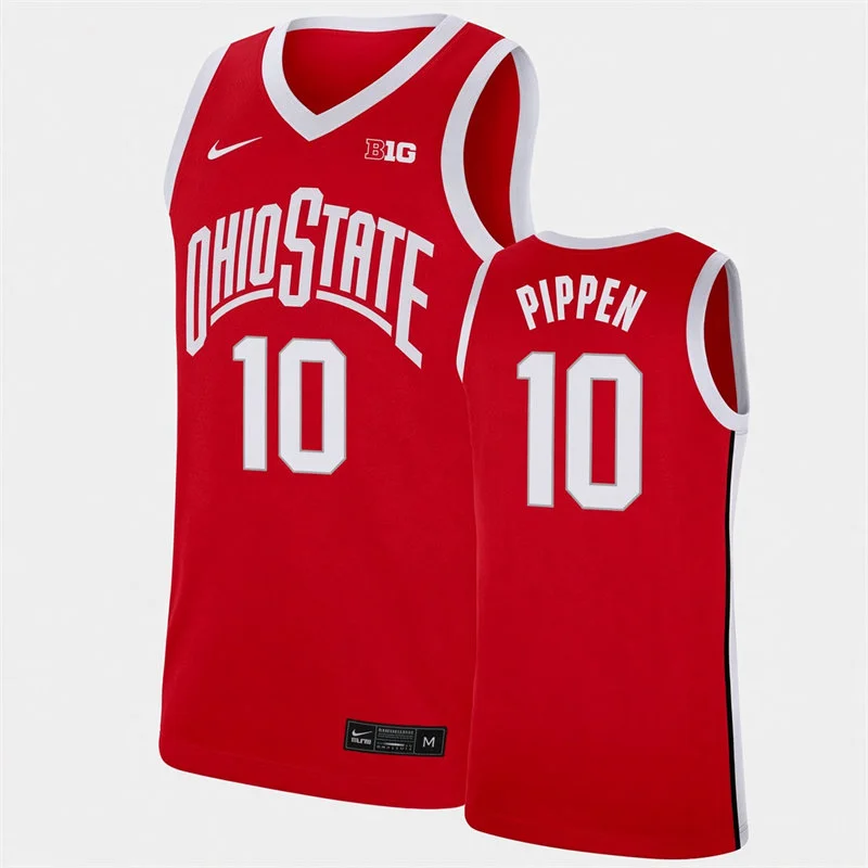 Ohio State Buckeyes #10 Justin Pippen Nike 2026 Scarlet Basketball Game Jersey