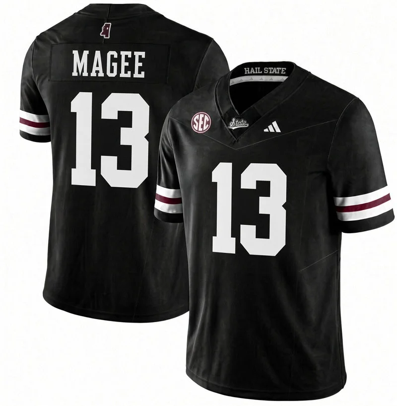 Mississippi State Bulldogs #13 Sanfrisco Magee 2026 Black Football Game Jersey