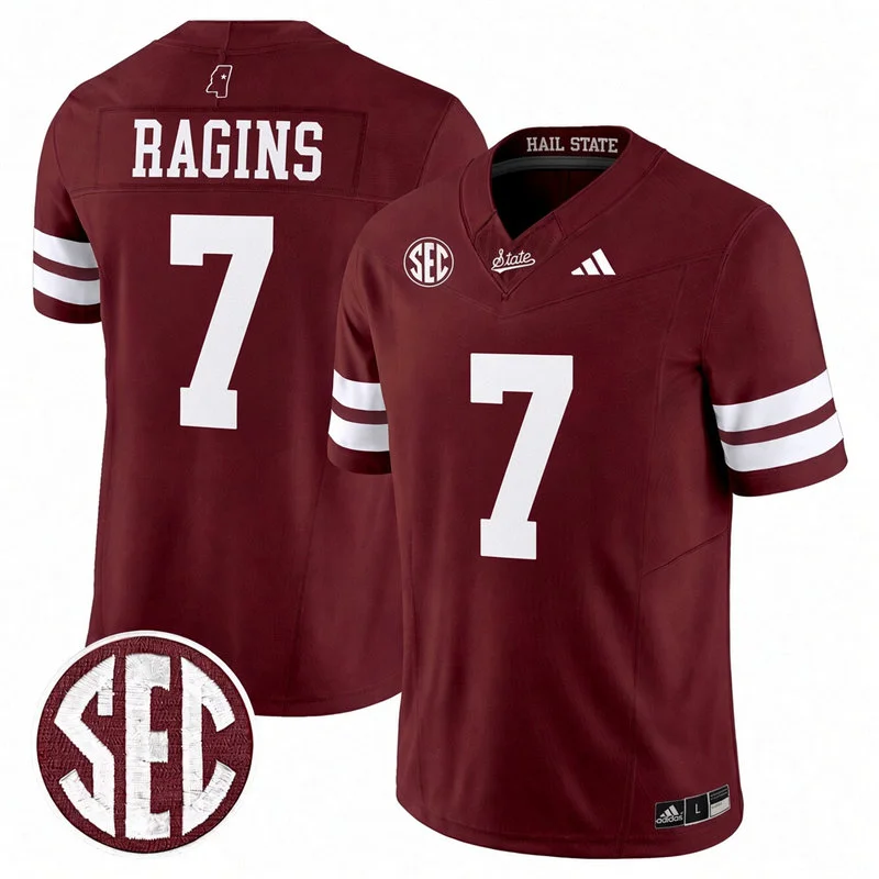 Mississippi State Bulldogs #7 Zion Ragins 2026 Maroon Football Game Jersey