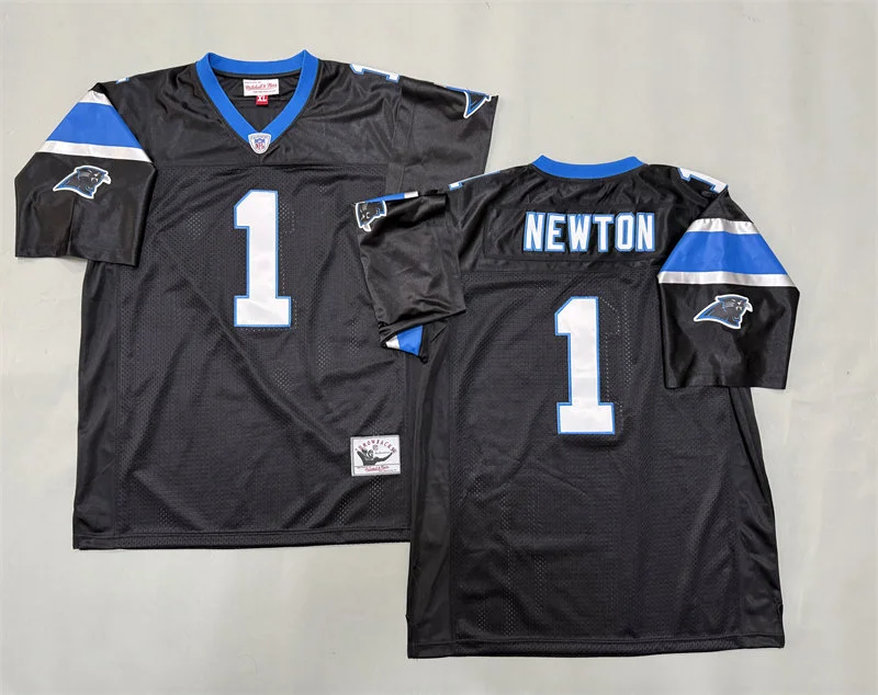 Men's Carolina Panthers #1 Cam Newton Black Legacy Throwback Jersey
