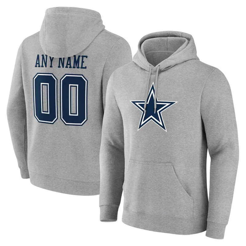 Dallas Cowboys Custom Gray Team Personalized Name & Number Hoodie