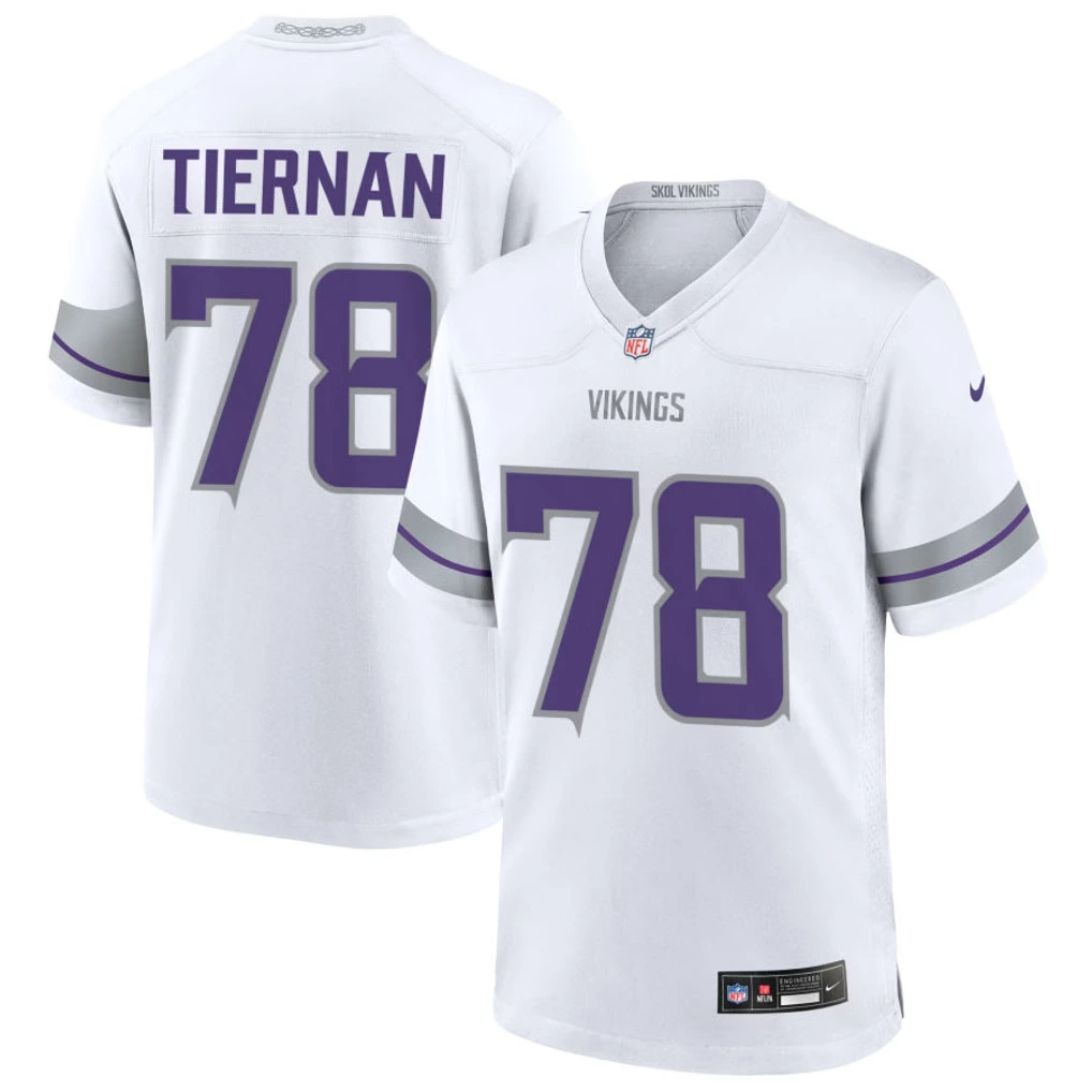 Men's Minnesota Vikings #78 Caleb Tiernan Nike White Alternate Vapor F.U.S.E. Winter Warrior Limited Jersey