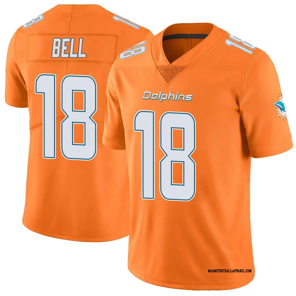 Mens Miami Dolphins #18 Chris Bell Nike Orange Color Rush Limited Jersey