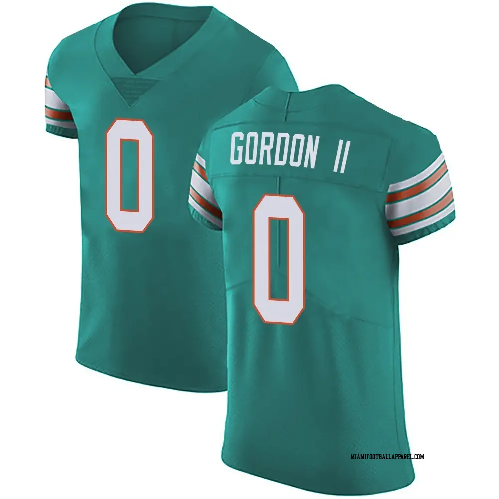 Mens Miami Dolphins #0 Ollie Gordon II Nike Aqua Alternate F.U.S.E. Vapor Limited Jersey