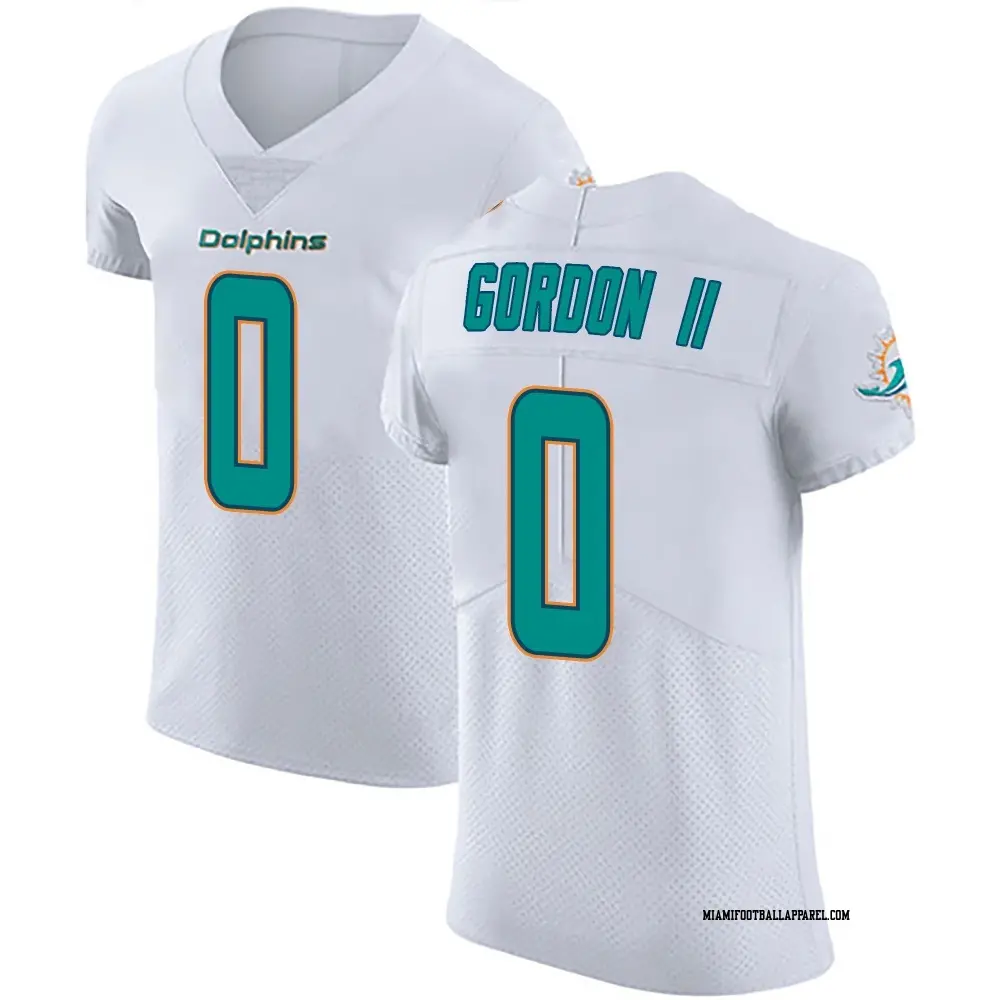 Mens Miami Dolphins #0 Ollie Gordon II Nike Home White F.U.S.E. Vapor Limited Jersey