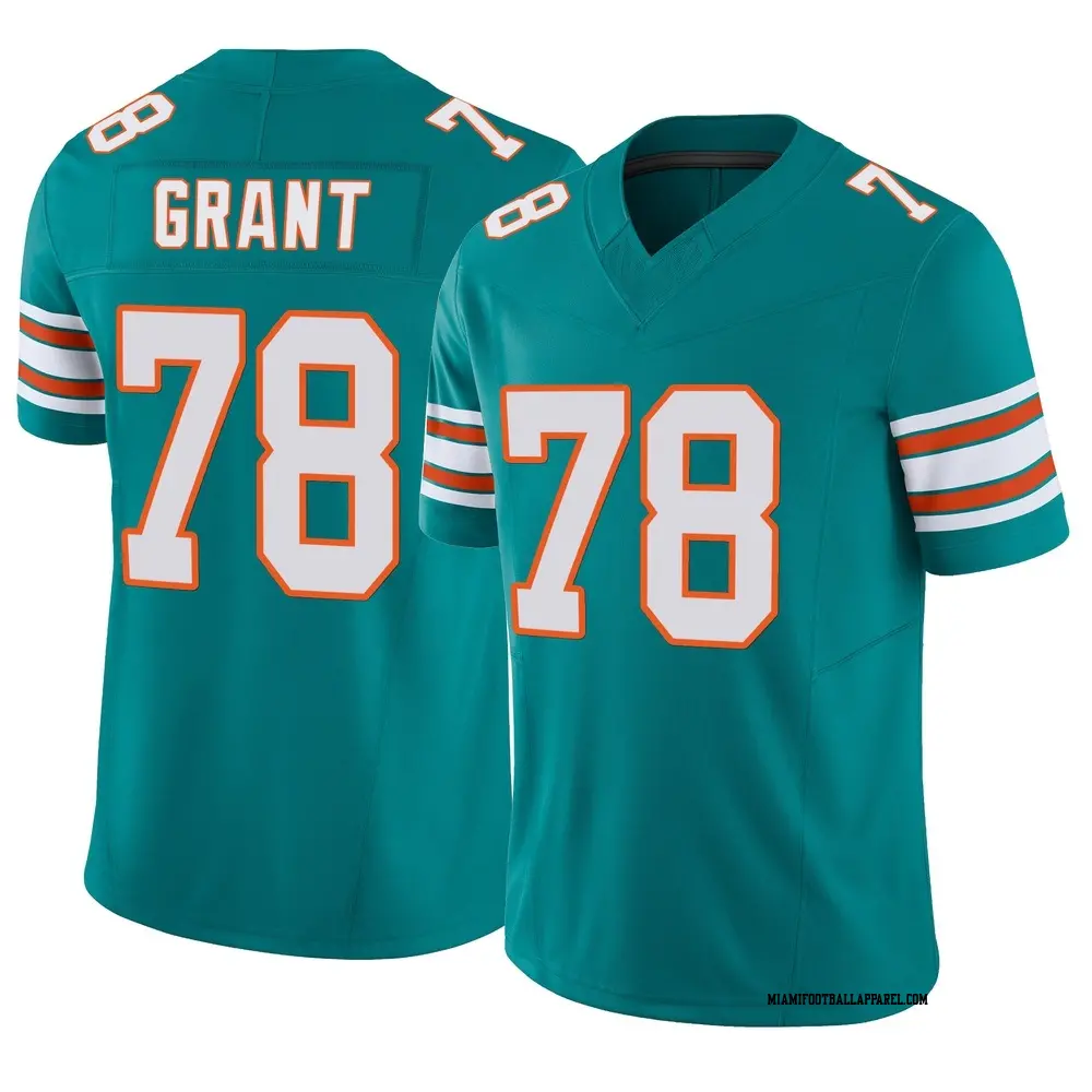 Mens Miami Dolphins #78 Kenneth Grant Nike Aqua Alternate F.U.S.E. Vapor Limited Jersey