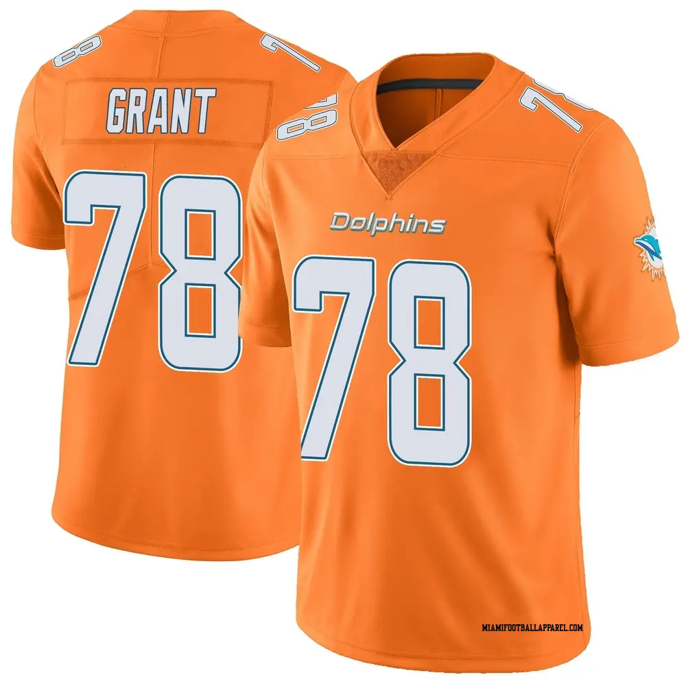 Mens Miami Dolphins #78 Kenneth Grant Nike Orange Color Rush Limited Jersey