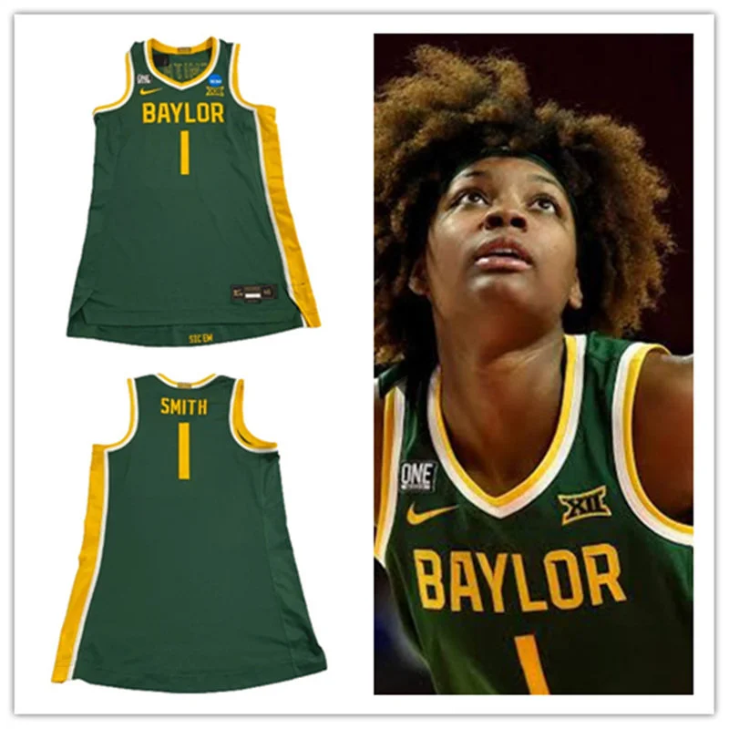 Baylor Bears #1 NaLyssa Smith 2020-2021 Green Basketball Game Worn Jersey