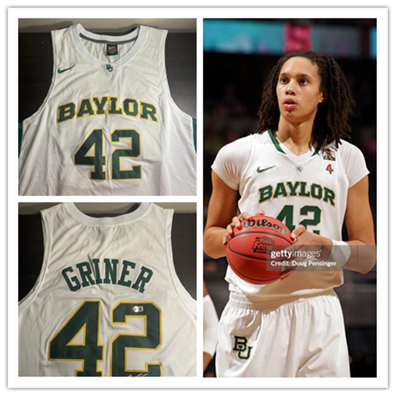 Baylor Bears #42 Brittney Griner White Basketball Game Worn Jersey
