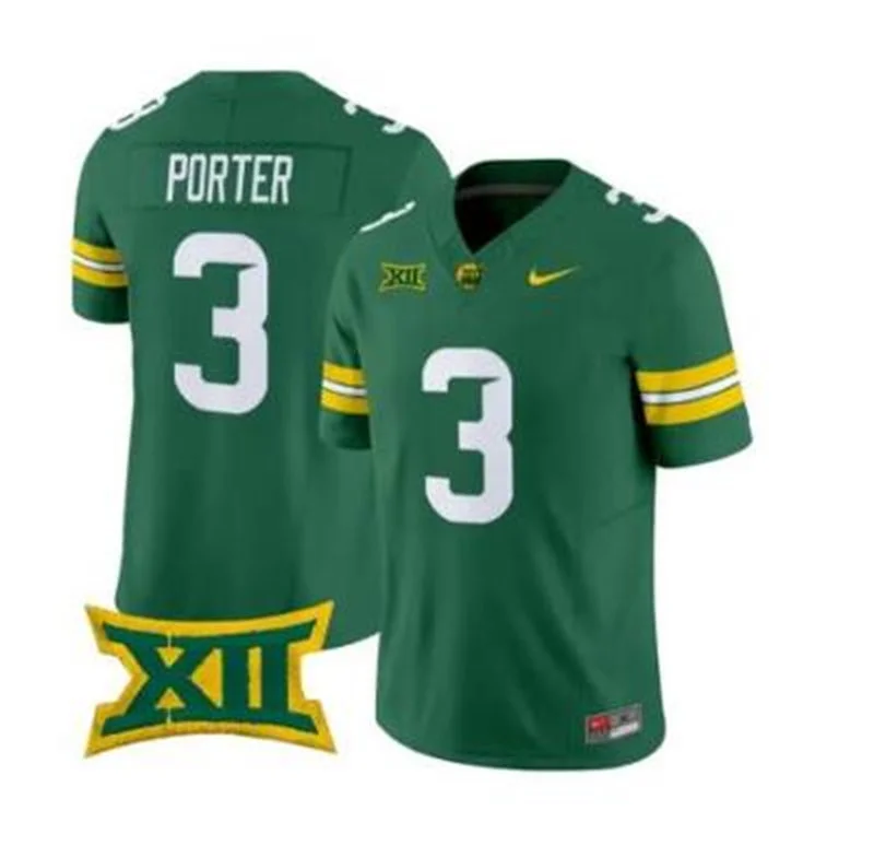 Baylor Bears #3 Jadon Porter 2026 Green Football Game Jersey