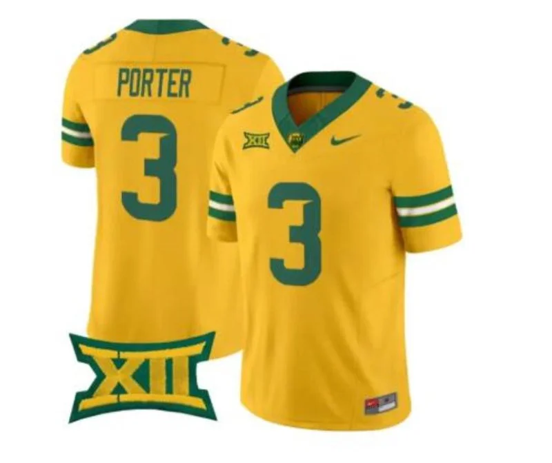 Baylor Bears #3 Jadon Porter 2026 Yellow Football Game Jersey