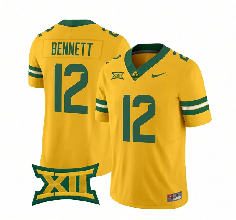 Baylor Bears #12 Nate Bennett 2026 Yellow Football Game Jersey