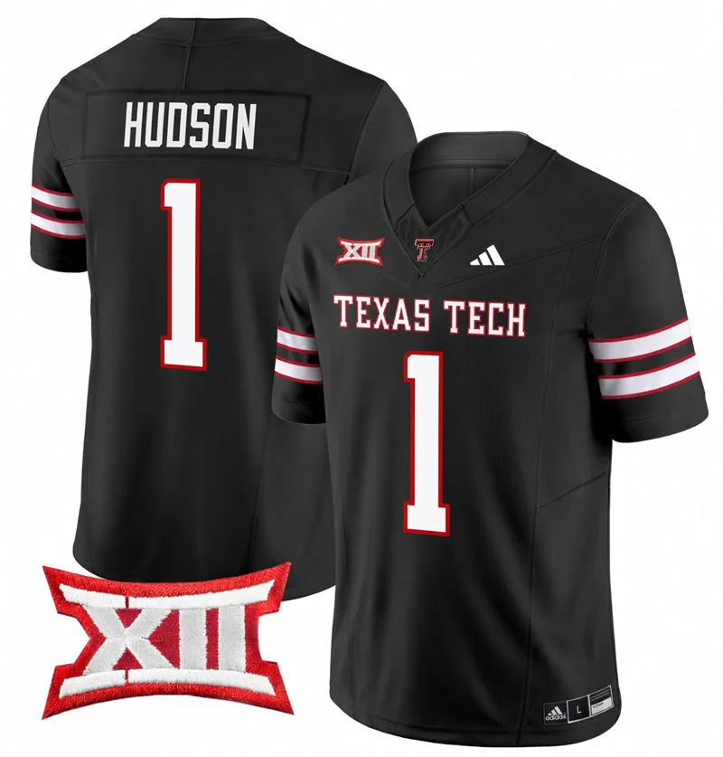 Texas Tech Red Raiders #1 Micah Hudson 2026 Black Football Game Jersey