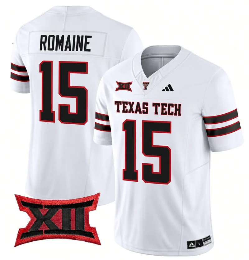Texas Tech Red Raiders #15 Austin Romaine 2026 White Football Game Jersey