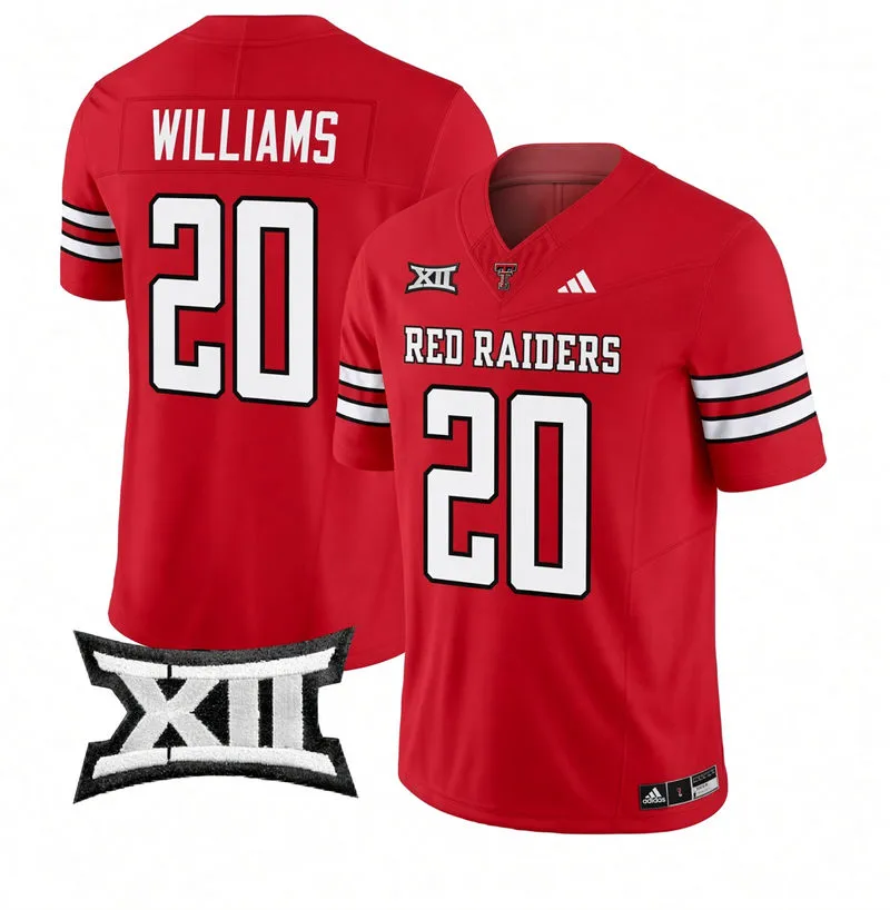 Texas Tech Red Raiders #20 J'Koby Williams 2026 Red Football Game Jersey