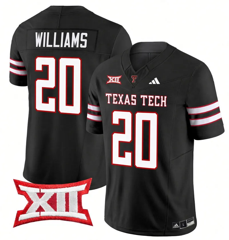 Texas Tech Red Raiders #20 J'Koby Williams 2026 Black Football Game Jersey