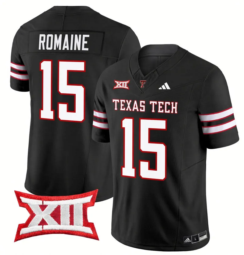 Texas Tech Red Raiders #15 Austin Romaine 2026 Black Football Game Jersey
