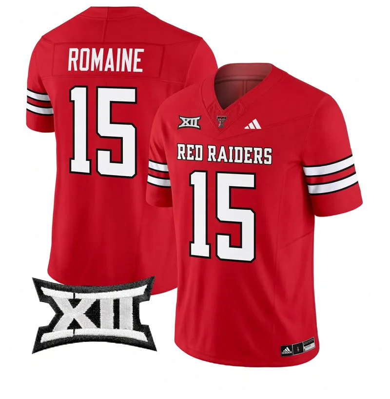 Texas Tech Red Raiders #15 Austin Romaine 2026 Red Football Game Jersey