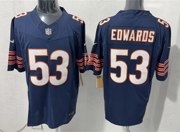 Mens Chicago Bears #53 T.J. Edwards Nike Navy Vapor F.U.S.E. Limited Jersey