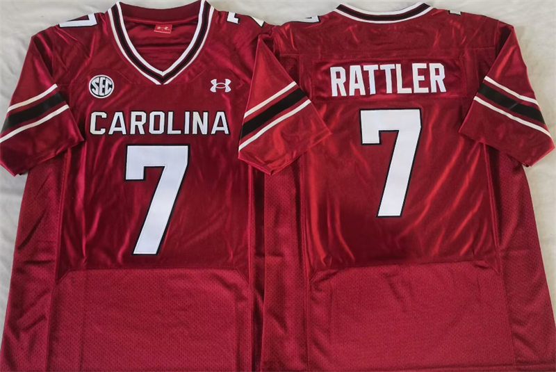 Mens South Carolina Gamecocks #7 Spencer Rattler Garnet College Football Game Jersey